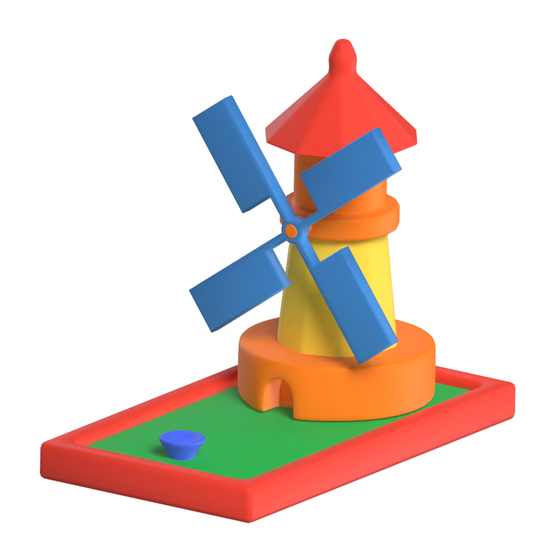 3D Mini Golf Field Arena With Windmill 3D Graphic