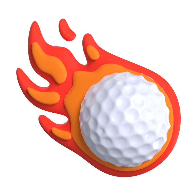 Golfball in Flammen 3D Icon 3D Graphic