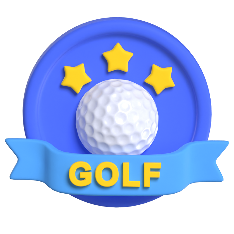 Golf Club 3D Logo With Ball And Stars 3D Graphic