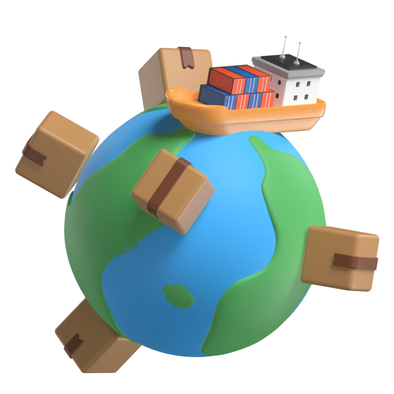Maritime Freight Shipping 3D Scene 3D Illustration