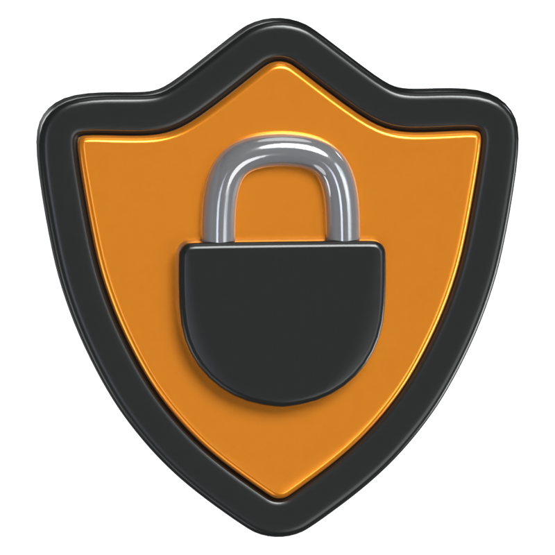 3D Secure Shield And Padlock 3D Graphic