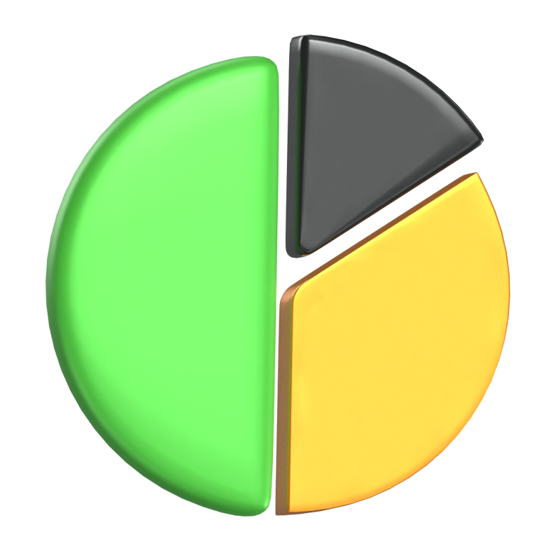  3D-Kuchendiagramm zur Visualisierung von Datenscheiben 3D Graphic