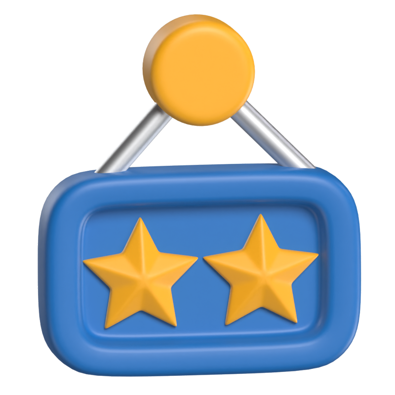 3D Hanging Two Stars Hotel Badge 3D Graphic