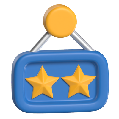 3D Hanging Two Stars Hotel Badge 3D Graphic