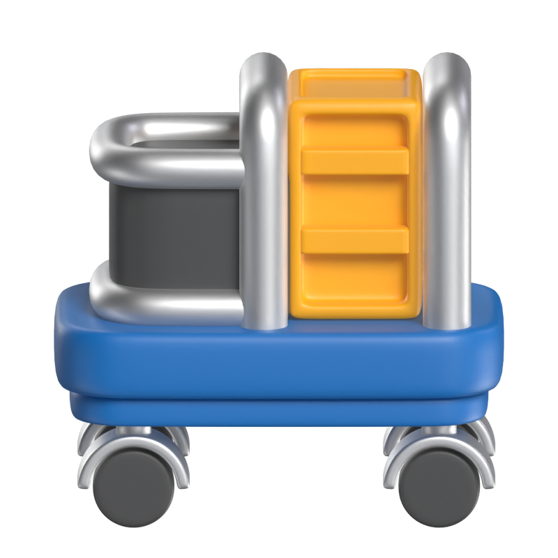 3D Four Wheeled Maid Cart Icon 3D Graphic