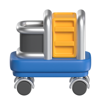 3D Four Wheeled Maid Cart Icon 3D Graphic
