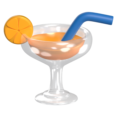 Welcome Drink 3D Icon Model With Sliced Lime And Straw 3D Graphic
