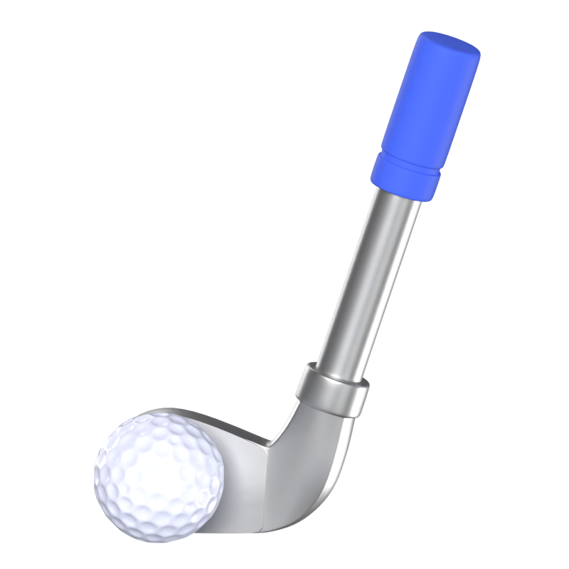 Golf 3D Icon Modell illustriert mit Golfschläger und Ball 3D Graphic