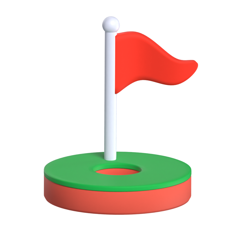 3D Golf Flag With A Pole