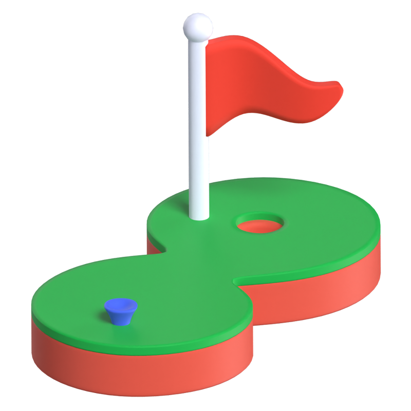 Golf Field With A Flag And Hole 3D Icon 3D Graphic