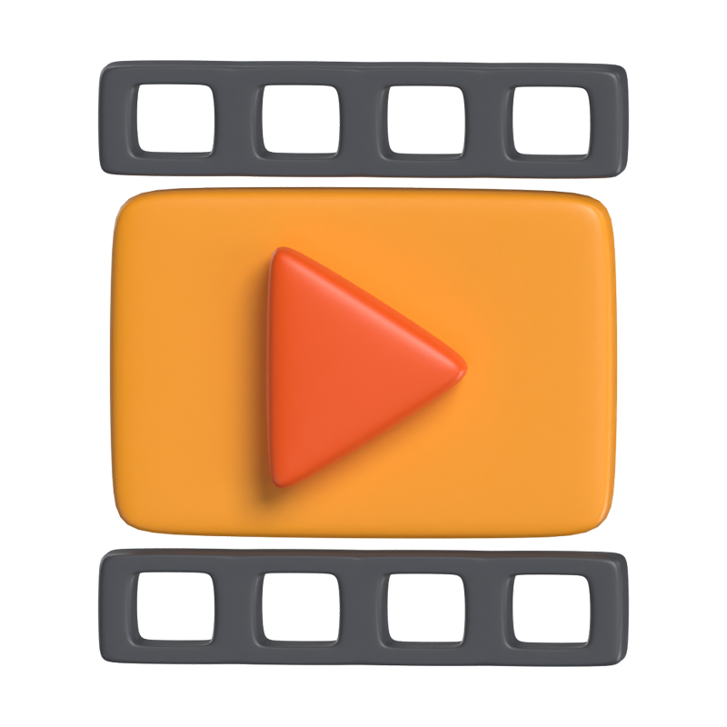 Video Player 3D Icon Model For UI 3D Graphic