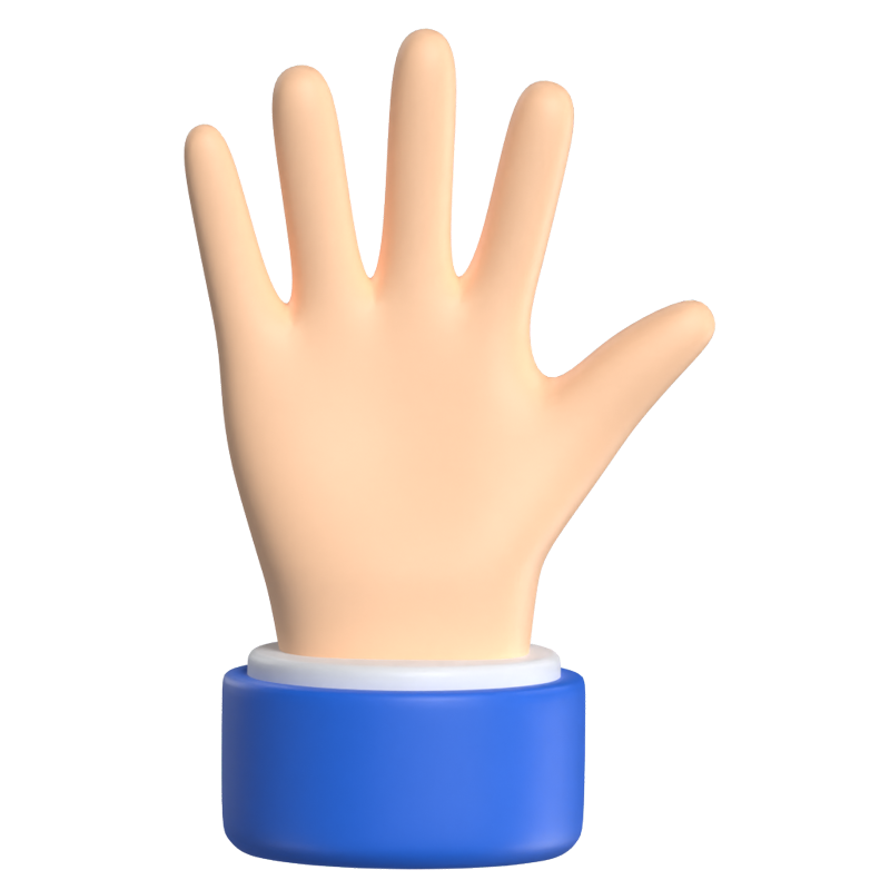 Raised Hand 3D Graphic