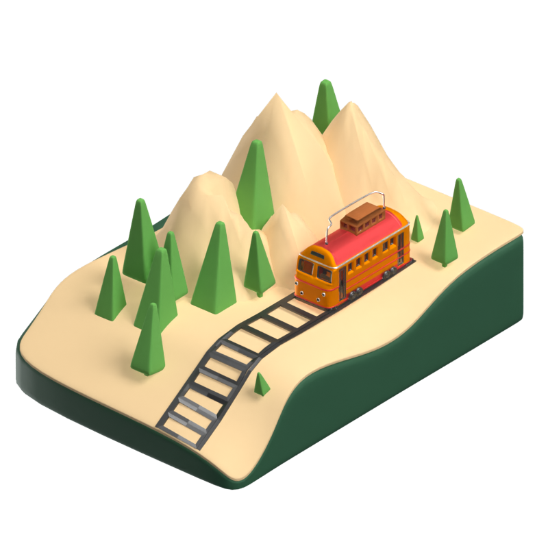 Icono animado 3D del funicular 3D Graphic