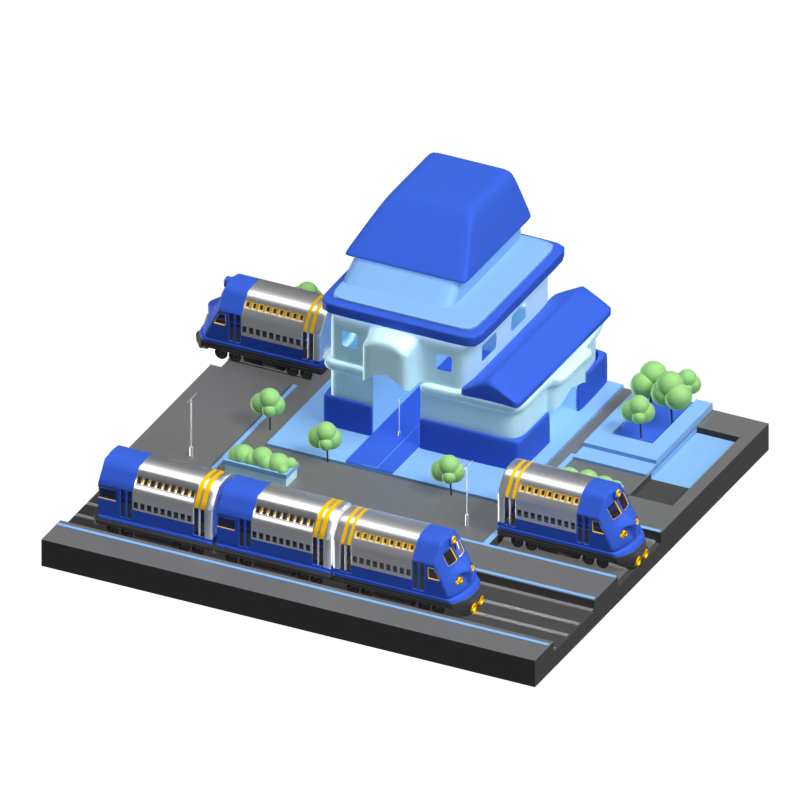 Train Station 3D Animated Icon 3D Graphic