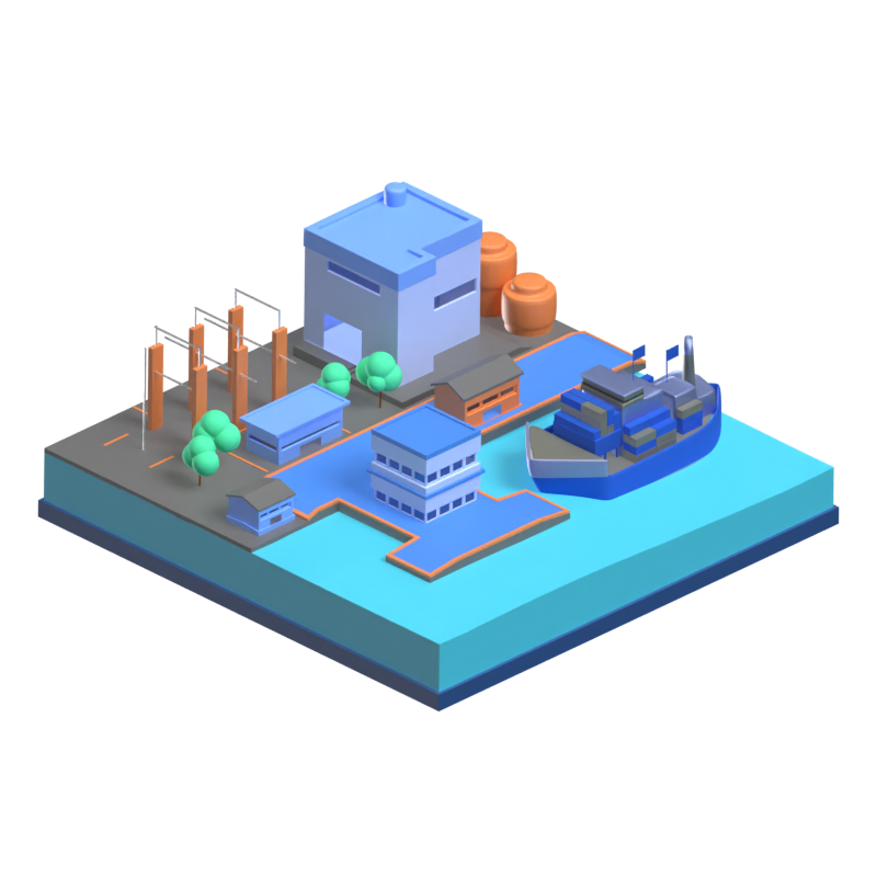 Port 3D Animated Icon 3D Graphic