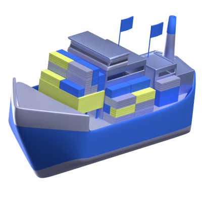 Cargo Ship 3D Animated Icon 3D Graphic