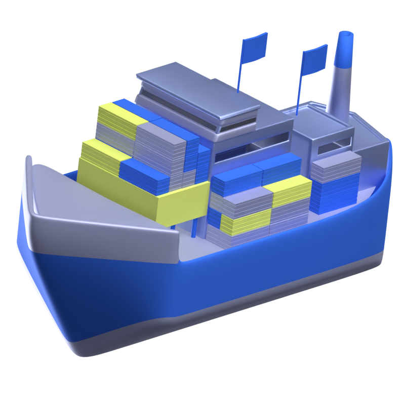 Cargo Ship 3D Animated Icon 3D Graphic