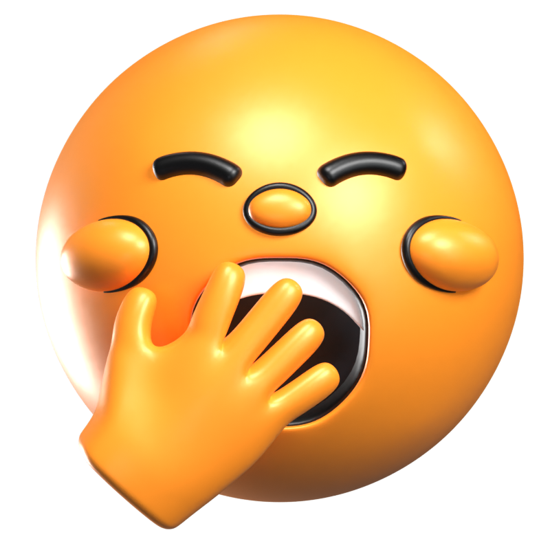 Gähnendes Gesicht 3D Retro Emoji Icon