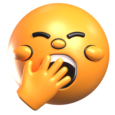 Yawning Face 3D Retro Emoji Icon 3D Graphic