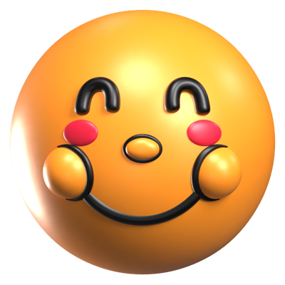 Smiling Face With Smiling Eyes 3D Retro Emoji Icon 3D Graphic
