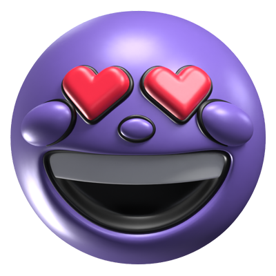 Smiling Face With Heart-Eyes 3D Retro Emoji Icon 3D Graphic