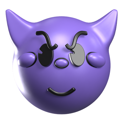 Smiling Face With Horns 3D Retro Emoji Icon 3D Graphic