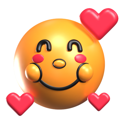 Smiling Face With Hearts 3D Retro Emoji Icon 3D Graphic