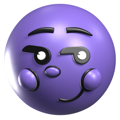 Smirking Face 3D Retro Emoji Icon 3D Graphic