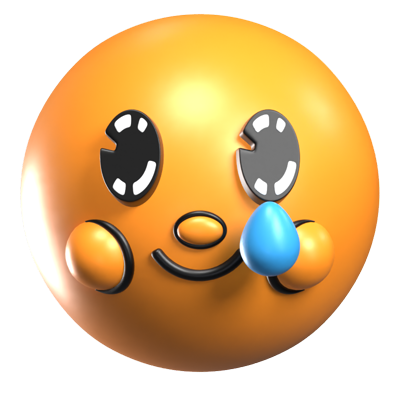 Smiling Face With Tear 3D Retro Emoji Icon 3D Graphic