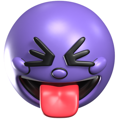 Squinting Face With Tongue 3D Retro Emoji Icon 3D Graphic