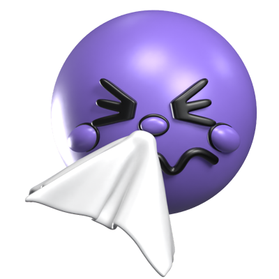 Sneezing Face 3D Retro Emoji Icon 3D Graphic