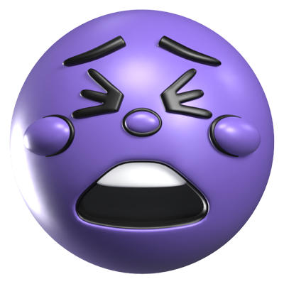 Tired Face 3D Retro Emoji Icon 3D Graphic