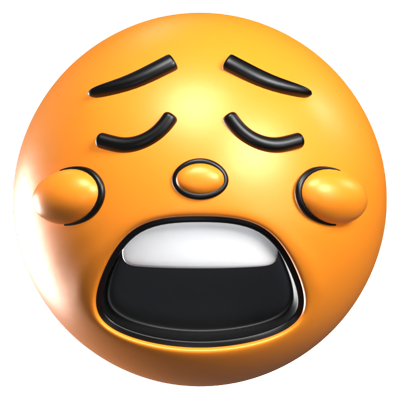 Weary Face 3D Retro Emoji Icon 3D Graphic