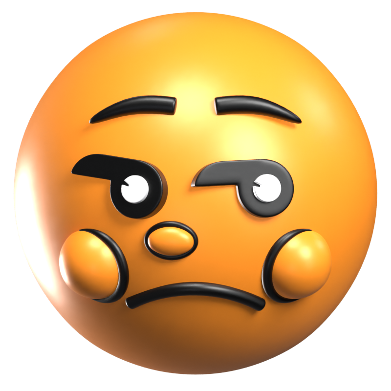 Unvergnügtes Gesicht 3D Retro Emoji Icon