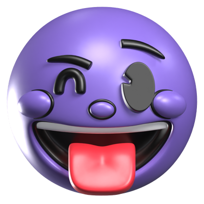 Winking Face With Tongue 3D Retro Emoji Icon 3D Graphic