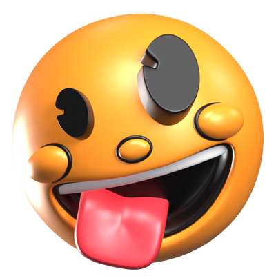 Zany Face 3D Retro Emoji Icon 3D Graphic