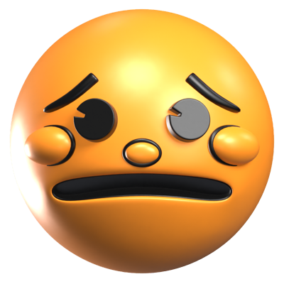 Worried Face 3D Retro Emoji Icon 3D Graphic
