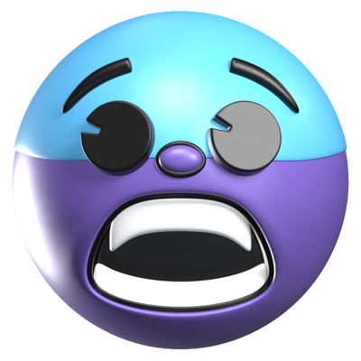 Fearful Face 3D Retro Emoji Icon 3D Graphic