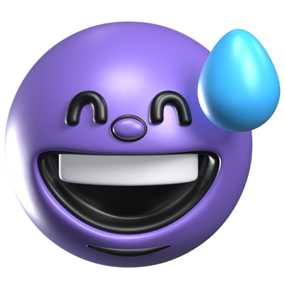 Grinning Face With Sweat 3D Retro Emoji 3D Graphic