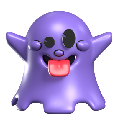 Ghost 3D Retro Emoji Icon 3D Graphic