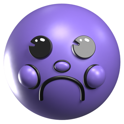 Frowning Face 3D Retro Emoji Icon 3D Graphic