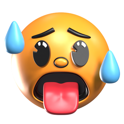 Hot Face 3D Retro Emoji Icon 3D Graphic