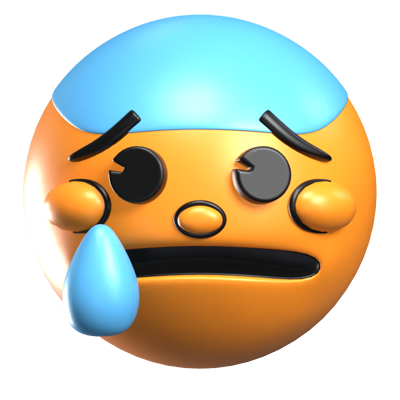 Anxious Face With Sweat 3D Icon 3D Graphic