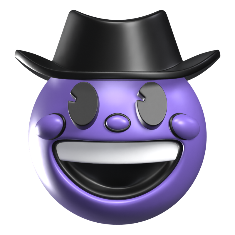 Cowboy Face With Hat 3D Icon