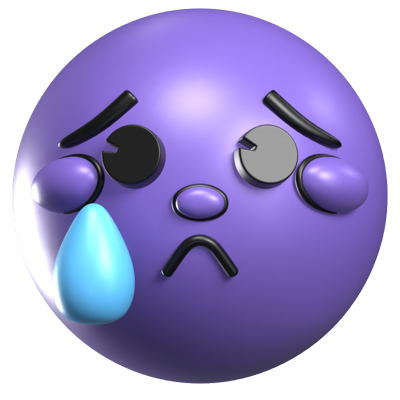 Crying Face 3D Retro Icon 3D Graphic