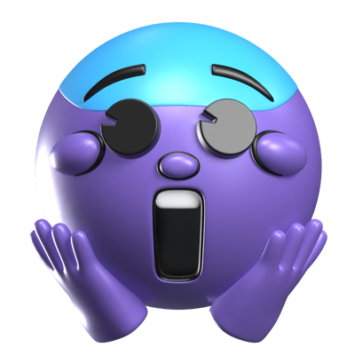 Face Screaming In Fear 3D Retro Icon 3D Graphic
