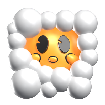 Face In Clouds 3D Retro Icon 3D Graphic