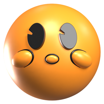 Face Without Mouth 3D Retro Emoji Icon 3D Graphic