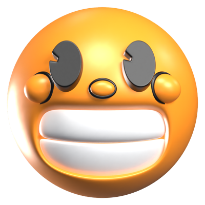 Grimacing Face 3D Retro Emoji Icon 3D Graphic