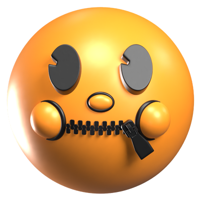 Zipper-Mouth Face 3D Retro Emoji Icon 3D Graphic